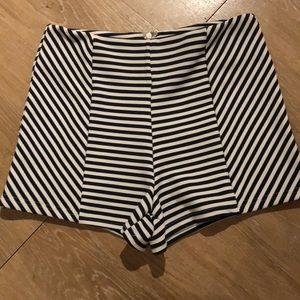 Forever 21 Striped high waisted navy/white shorts
